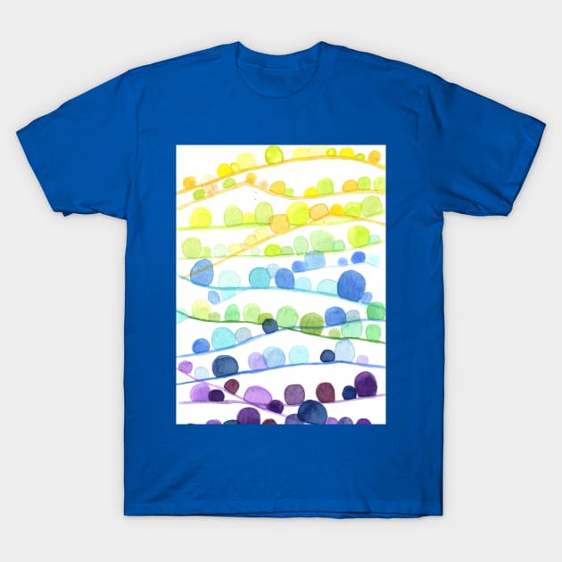 Rainbow Rolling Hills T-Shirt by SunnyPainter